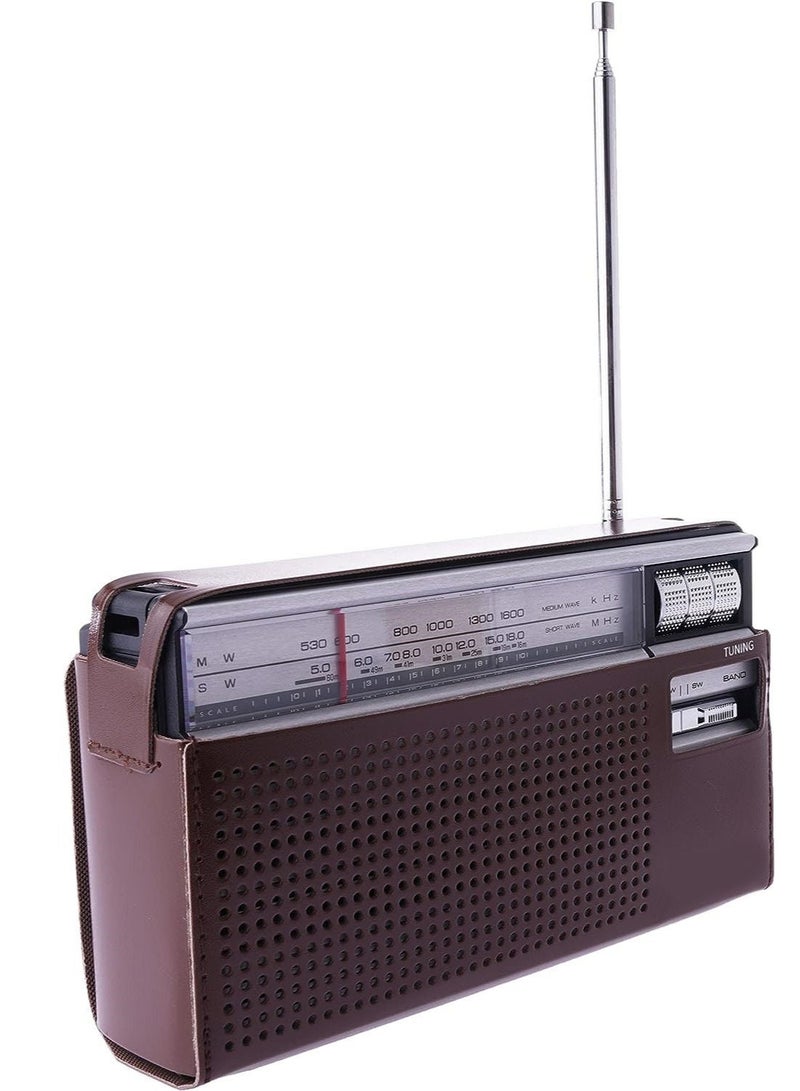 REFURA راديو محمول باستقبال 3 نطاقات مع غطاء أمان جلدي وحامل حزام، BT-USB-SD-TF-FM-AM-SW RE-218D - Image 3